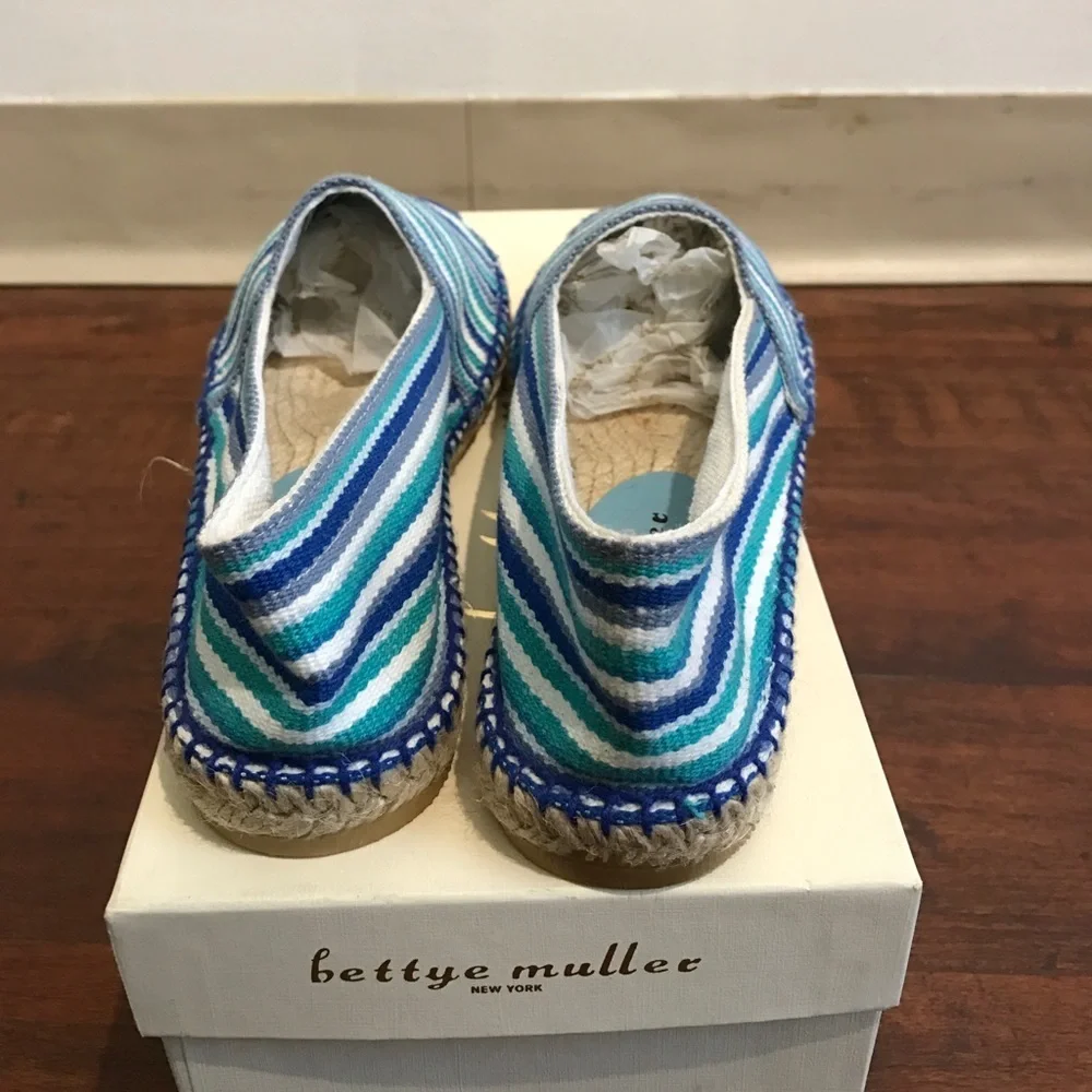 DESIGNER Blue Striped Espadrilles - Picture 4 of 6